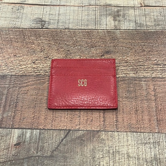 Madewell Men's The Leather Card Case G2704 Unisex Red Monogrammed  SCG - Picture 2 of 4